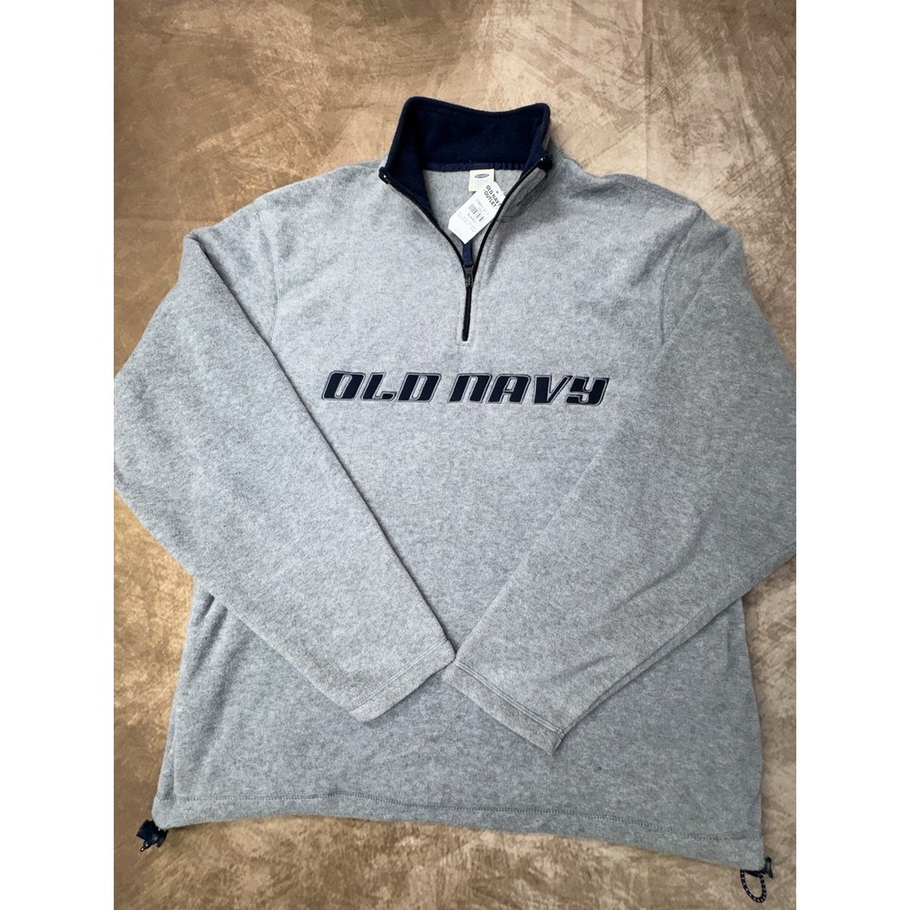 Old Navy Mens Extra Large XL Pullover Sweater Gray Polyester 1/4 Zip Mens NWT